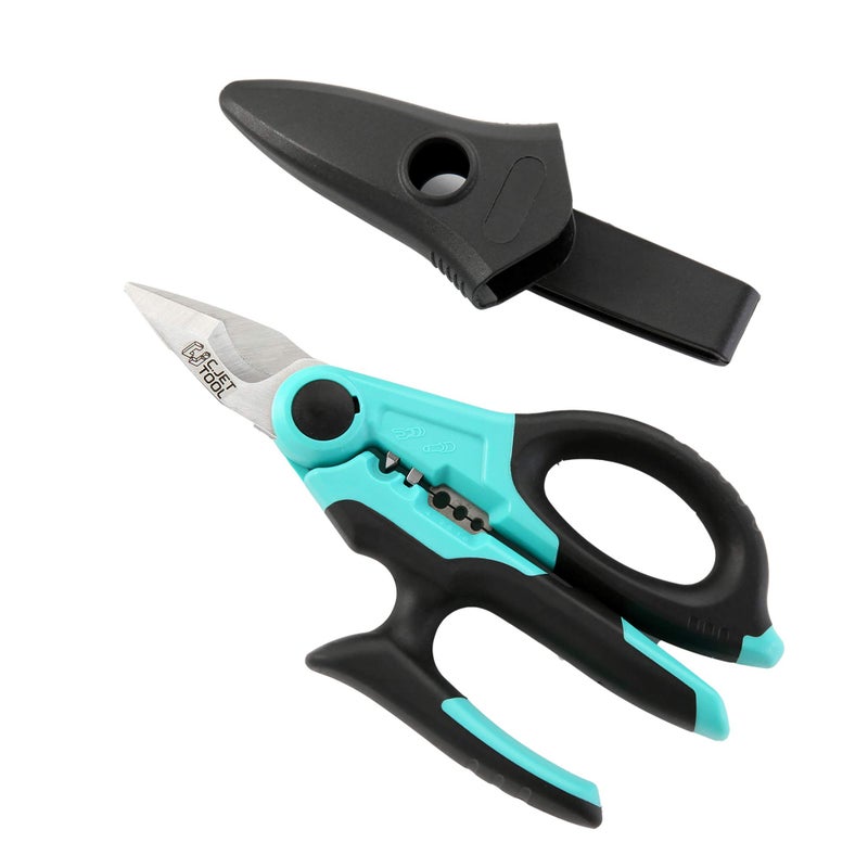 C.JET TOOL 7" Stainless Professional Electrician Scissors Multi-Grip Design Aluminium Copper Soft Cable - Image 1